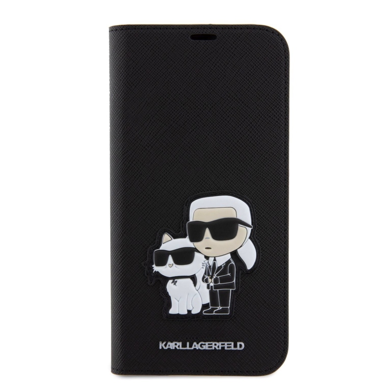 Karl Lagerfeld PU Saffiano Karl and Choupette NFT Book pouzdro pro iPhone 15 Pro Max černý