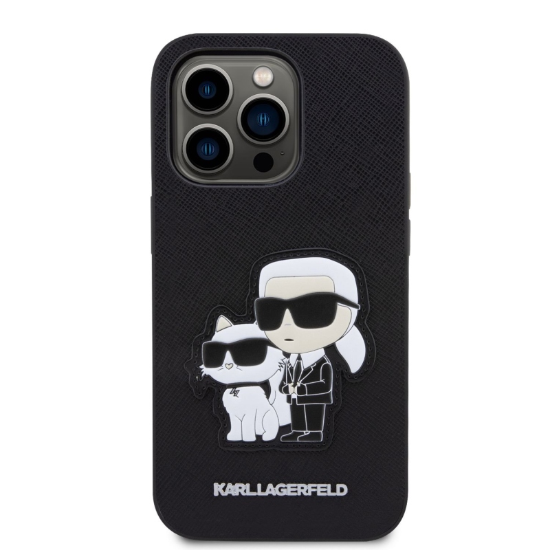 Karl Lagerfeld PU Saffiano Karl and Choupette NFT zadní kryt pro iPhone 14 Pro černý