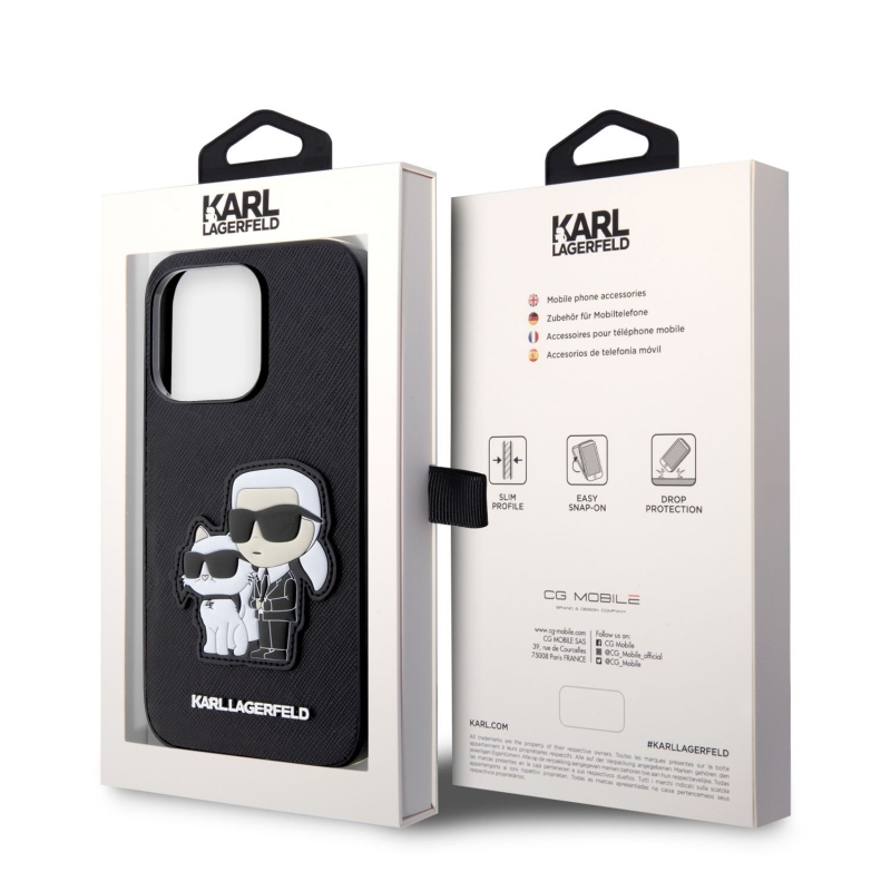 Karl Lagerfeld PU Saffiano Karl and Choupette NFT zadní kryt pro iPhone 14 Pro černý