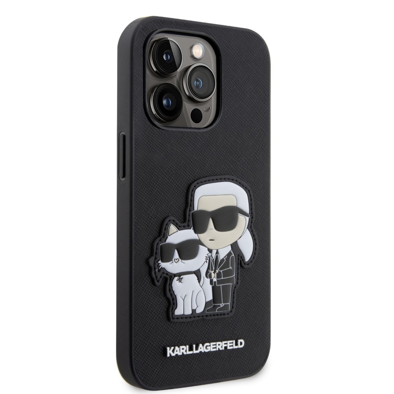 Karl Lagerfeld PU Saffiano Karl and Choupette NFT zadní kryt pro iPhone 14 Pro černý