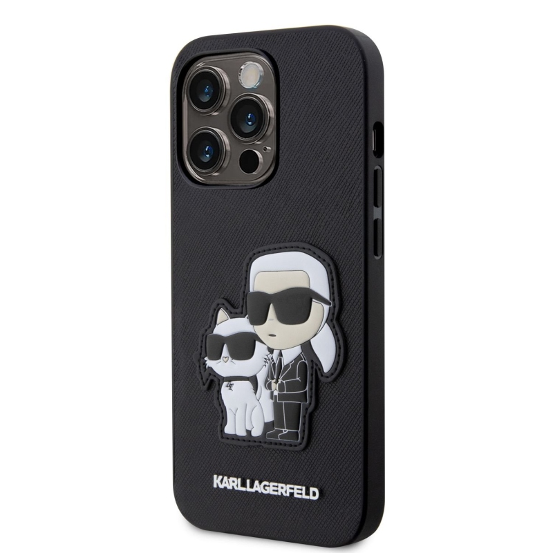 Karl Lagerfeld PU Saffiano Karl and Choupette NFT zadní kryt pro iPhone 14 Pro černý