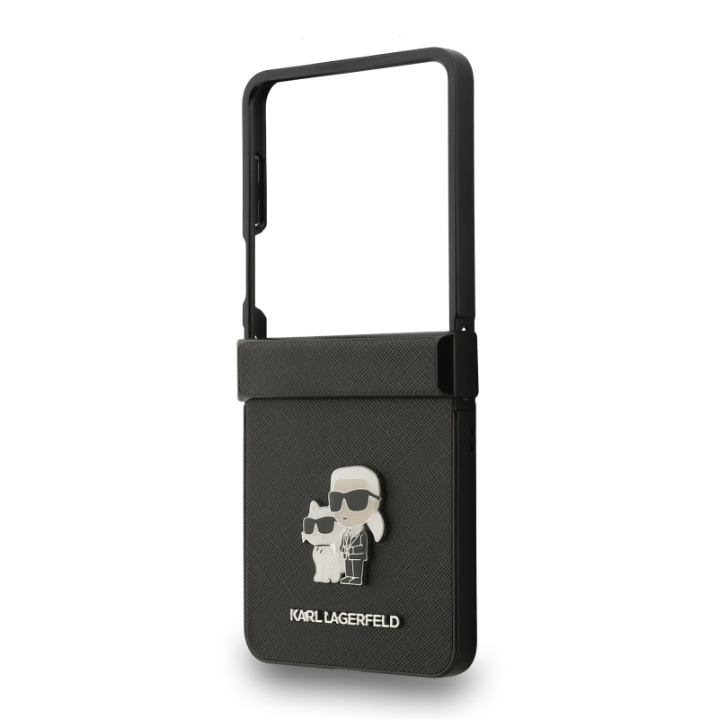 Karl Lagerfeld PU Saffiano Karl and Choupette Zadní Kryt pro Samsung Galaxy Z Flip 7 Black