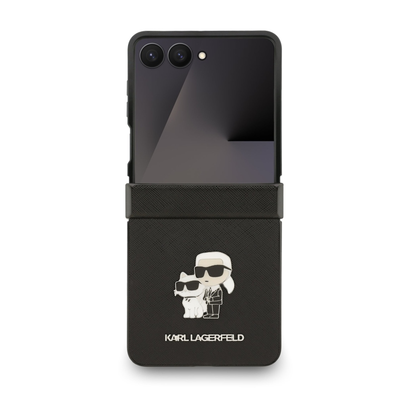 Karl Lagerfeld PU Saffiano Karl and Choupette Zadní Kryt pro Samsung Galaxy Z Flip 7 Black