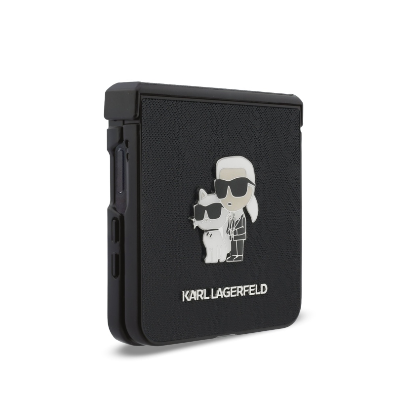 Karl Lagerfeld PU Saffiano Karl and Choupette Zadní Kryt pro Samsung Galaxy Z Flip 8 Black