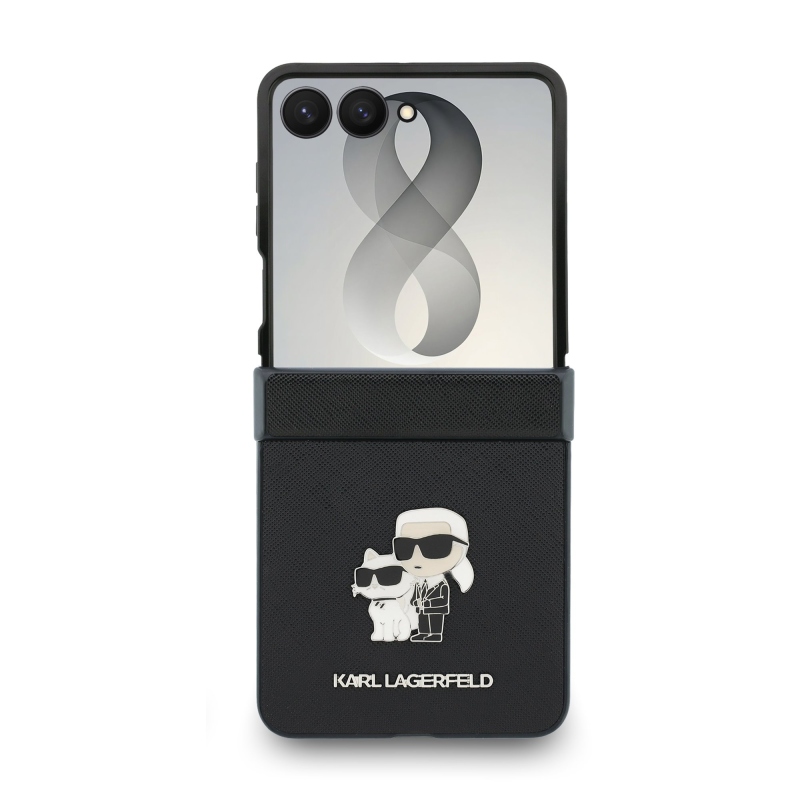 Karl Lagerfeld PU Saffiano Karl and Choupette Zadní Kryt pro Samsung Galaxy Z Flip 8 Black