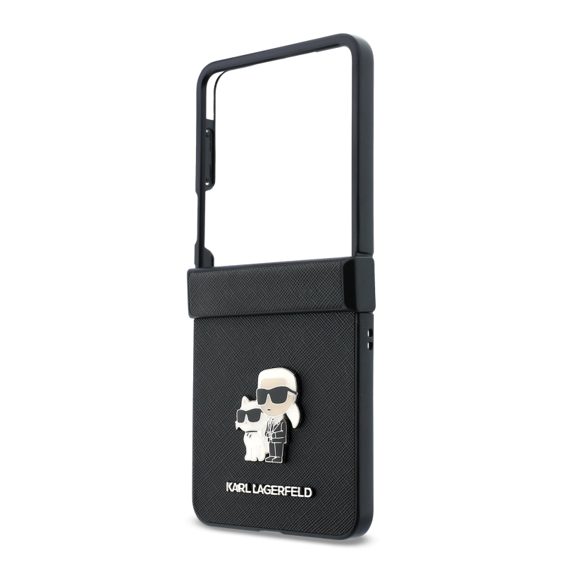 Karl Lagerfeld PU Saffiano Karl and Choupette Zadní Kryt pro Samsung Galaxy Z Flip 8 Black