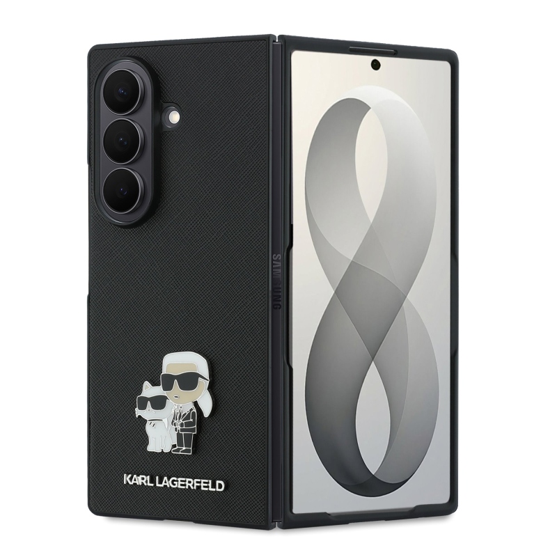 Karl Lagerfeld PU Saffiano Karl and Choupette Zadní Kryt pro Samsung Galaxy Z Fold 8 Ultra Black