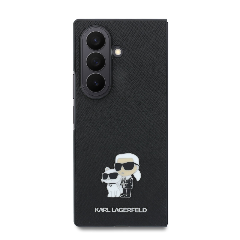 Karl Lagerfeld PU Saffiano Karl and Choupette Zadní Kryt pro Samsung Galaxy Z Fold 8 Ultra Black