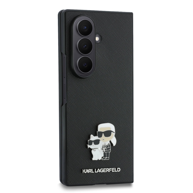 Karl Lagerfeld PU Saffiano Karl and Choupette Zadní Kryt pro Samsung Galaxy Z Fold 8 Ultra Black