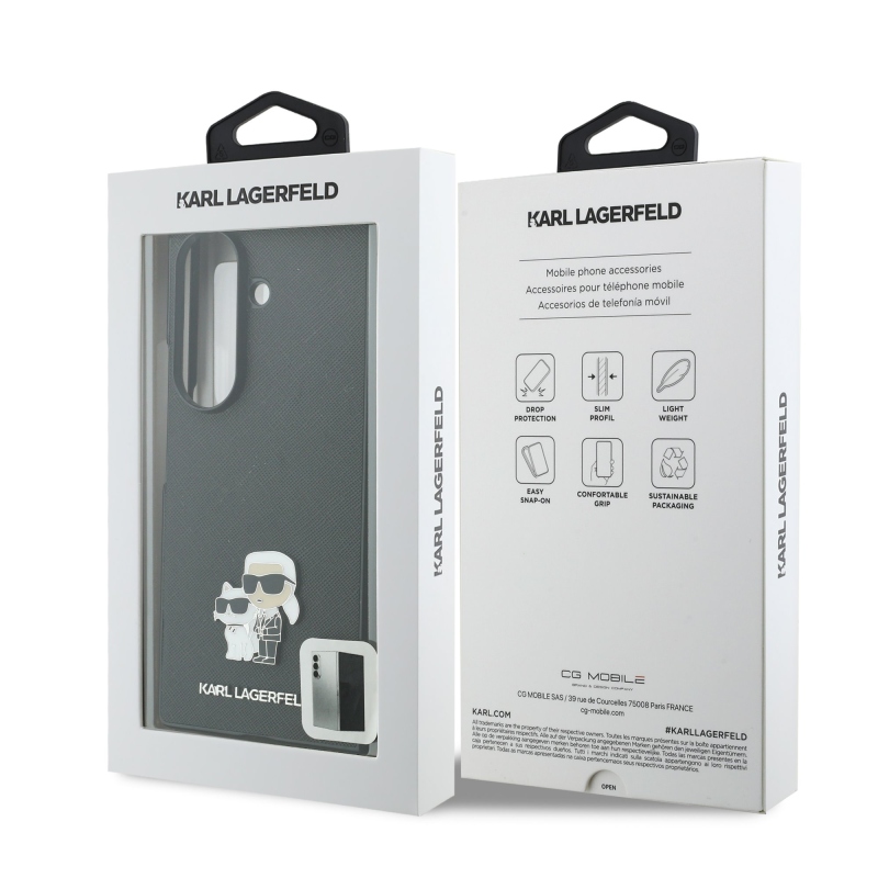 Karl Lagerfeld PU Saffiano Karl and Choupette Zadní Kryt pro Samsung Galaxy Z Fold 8 Ultra Black