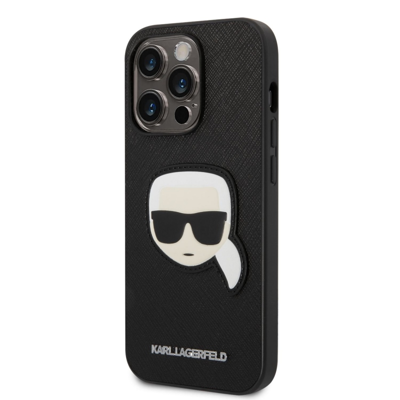 Karl Lagerfeld PU Saffiano Karl Head zadní kryt pro iPhone 14 Pro Max černý