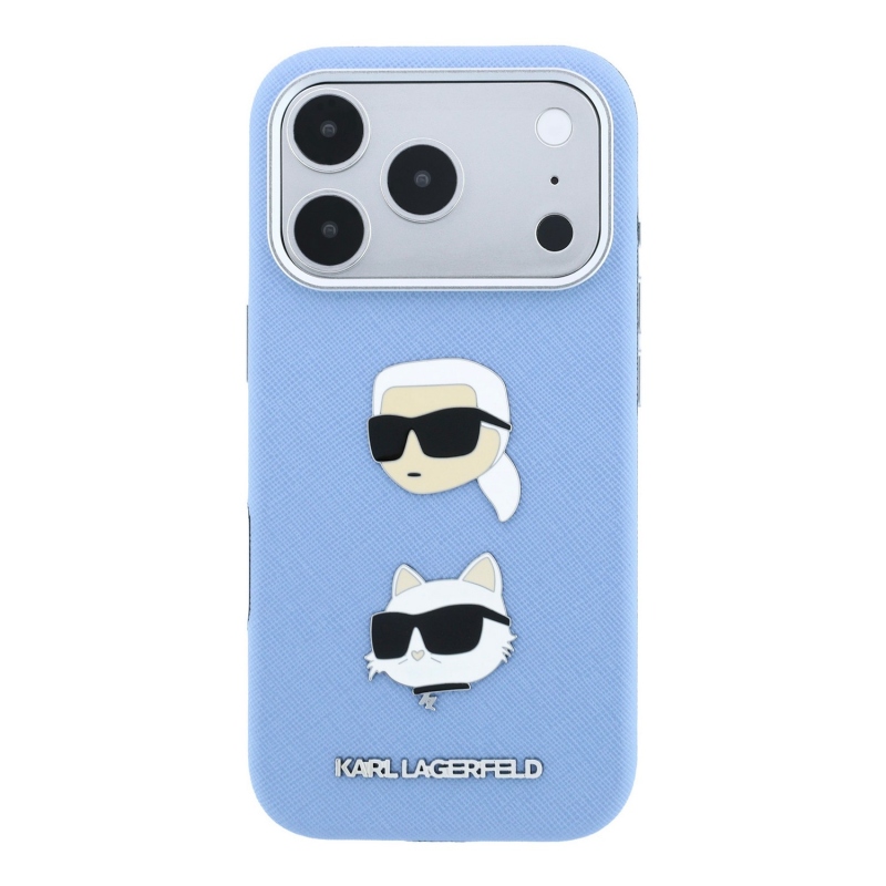 Karl Lagerfeld PU Semi Wrap Saffiano K&CH Heads Zadní Kryt pro iPhone 18 Pro Max Blue
