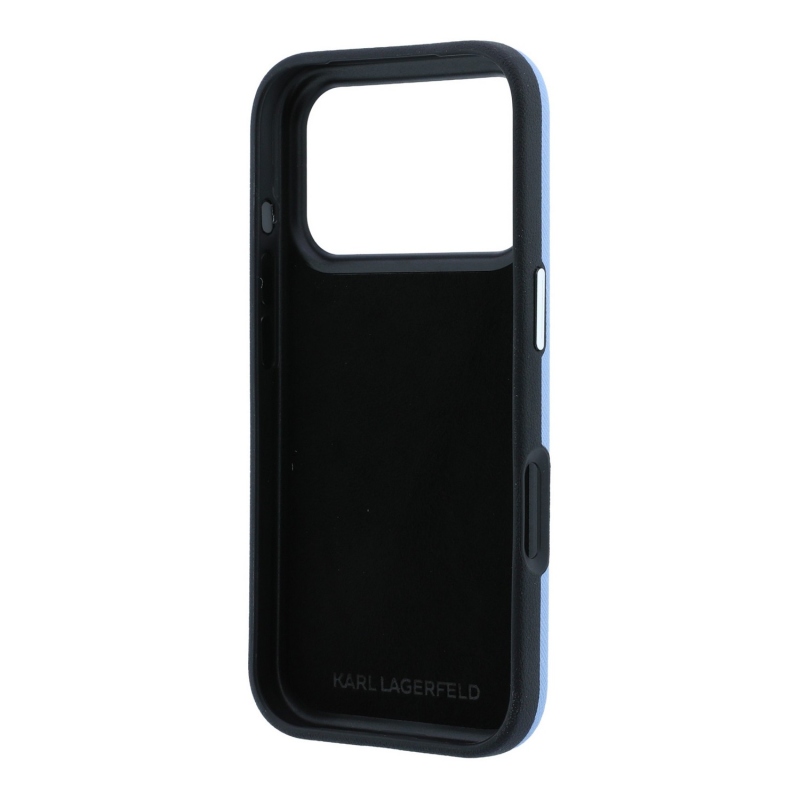 Karl Lagerfeld PU Semi Wrap Saffiano K&CH Heads Zadní Kryt pro iPhone 18 Pro Max Blue