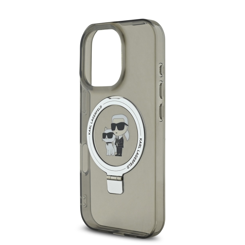 Karl Lagerfeld Ringstand Karl and Choupette MagSafe Zadní Kryt pro iPhone 16 Pro Black