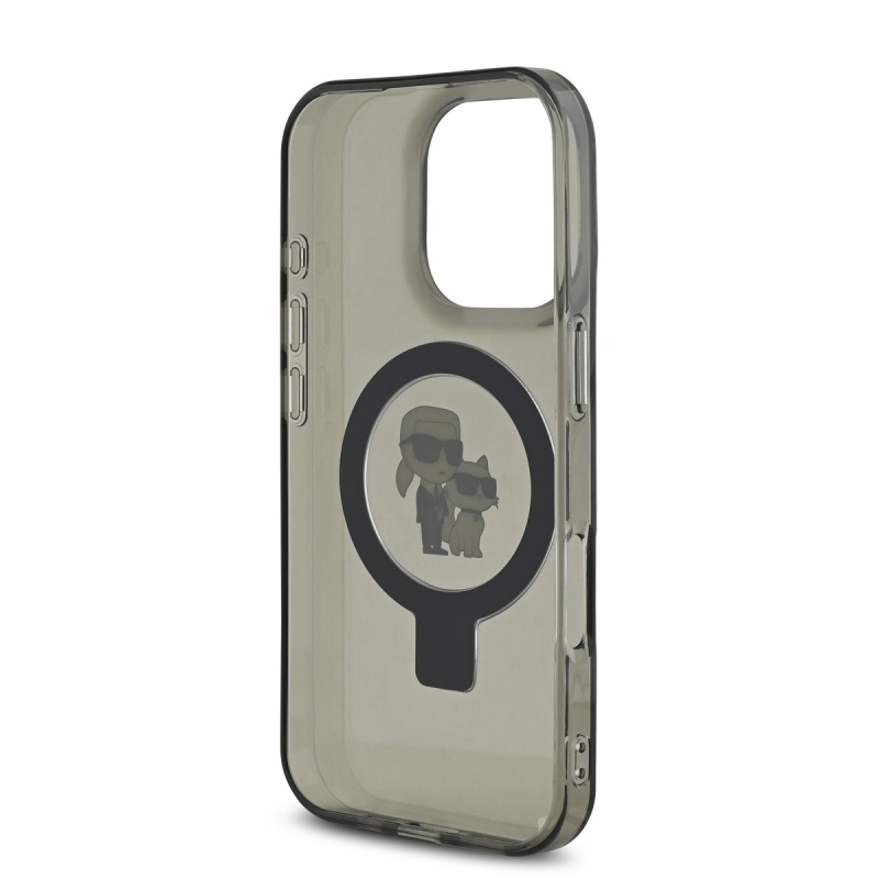 Karl Lagerfeld Ringstand Karl and Choupette MagSafe Zadní Kryt pro iPhone 16 Pro Max Black