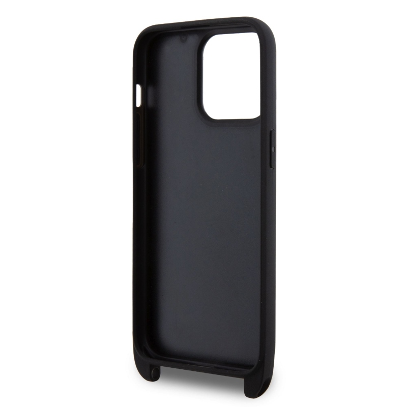 Karl Lagerfeld Saffiano Crossbody Metal Karl and Choupette Zadní Kryt pro iPhone 15 Pro Max Black