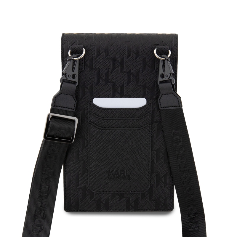 Karl Lagerfeld Saffiano Monogram Wallet Phone Bag Choupette NFT černý