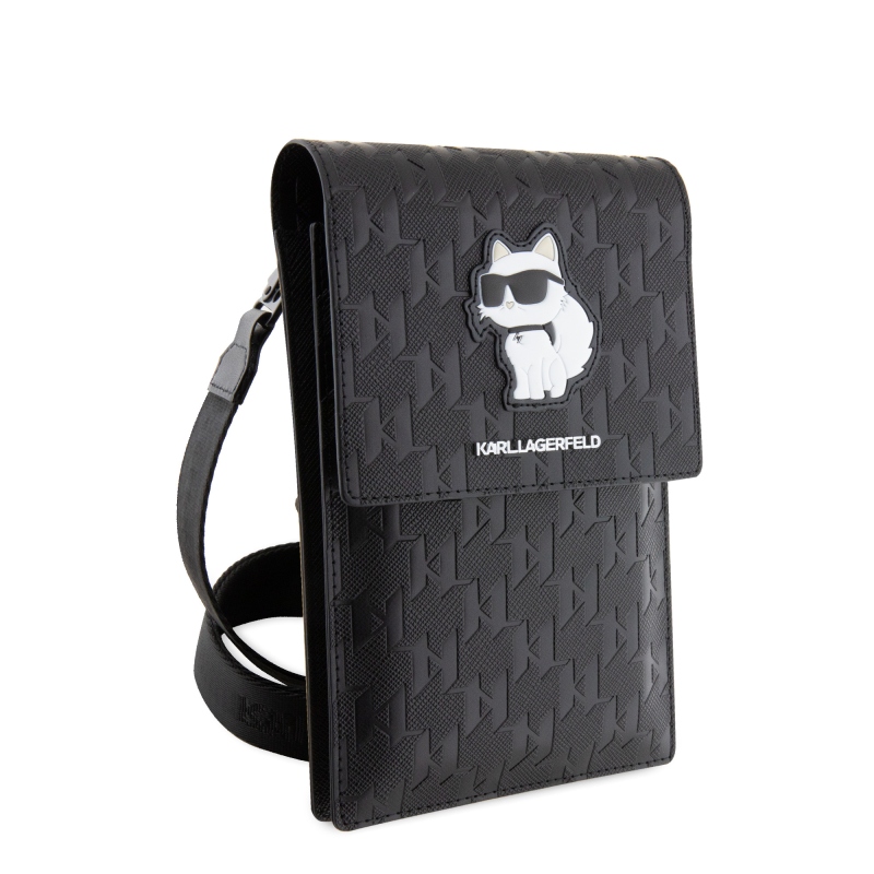 Karl Lagerfeld Saffiano Monogram Wallet Phone Bag Choupette NFT černý