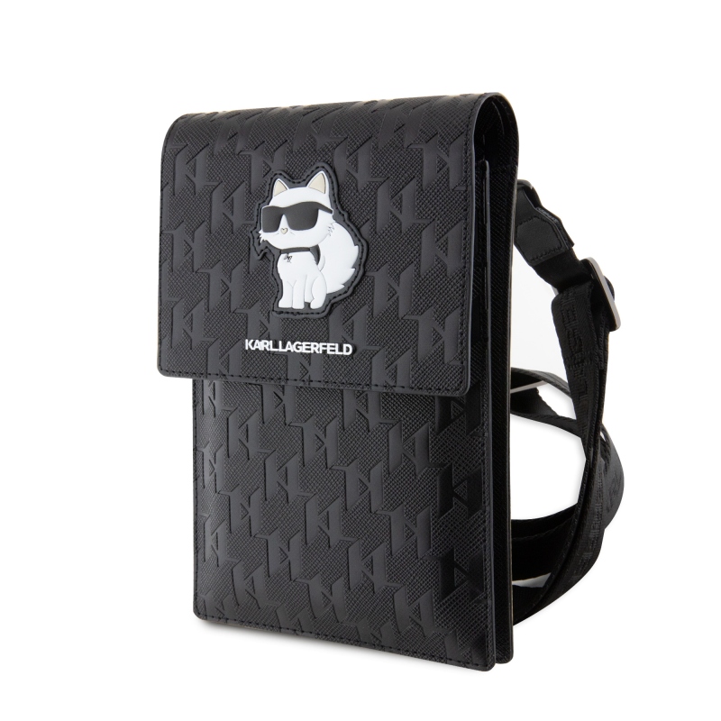 Karl Lagerfeld Saffiano Monogram Wallet Phone Bag Choupette NFT černý