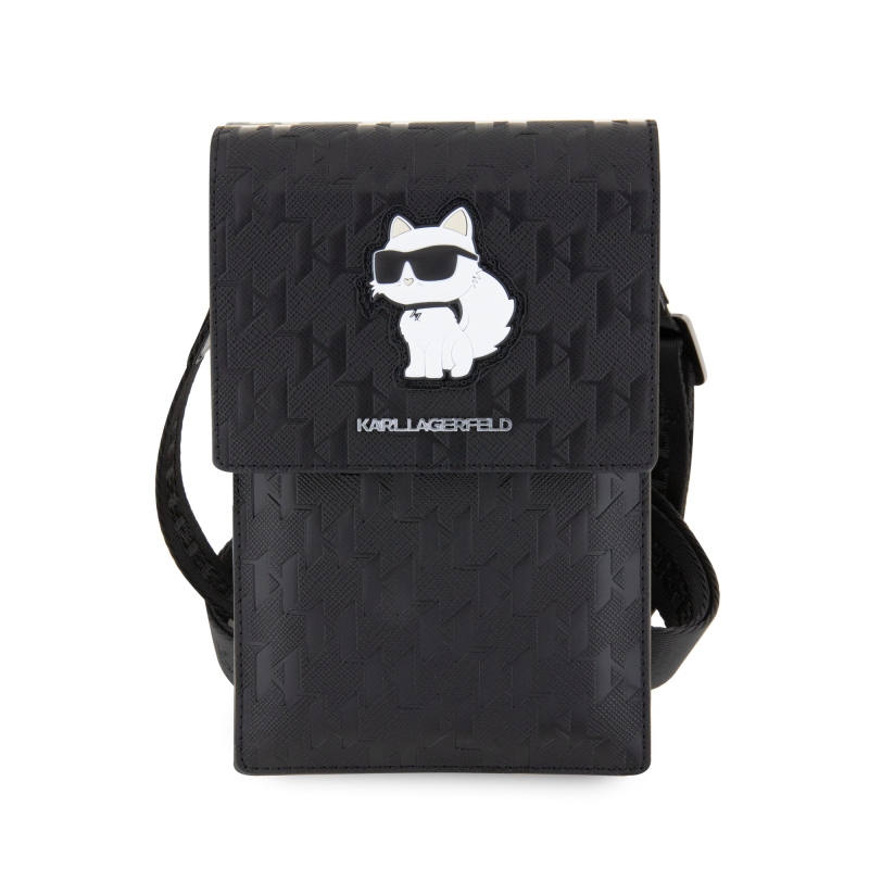 Karl Lagerfeld Saffiano Monogram Wallet Phone Bag Choupette NFT černý
