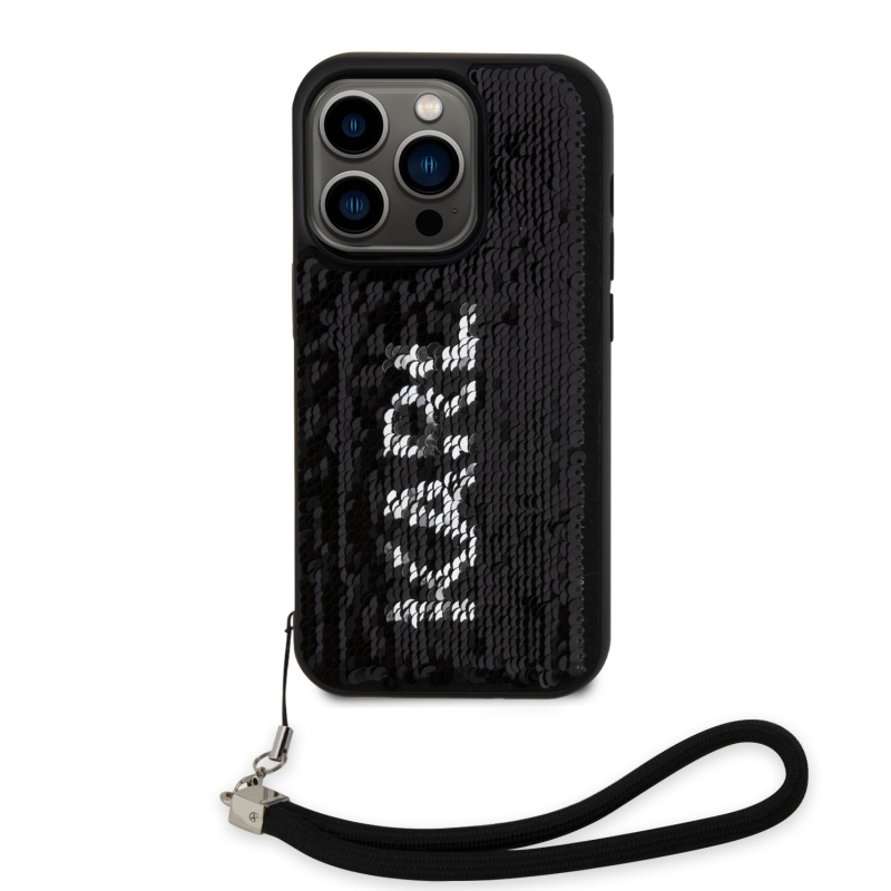 Karl Lagerfeld Sequins Reversible zadní kryt pro iPhone 13 Pro černý/stříbrný