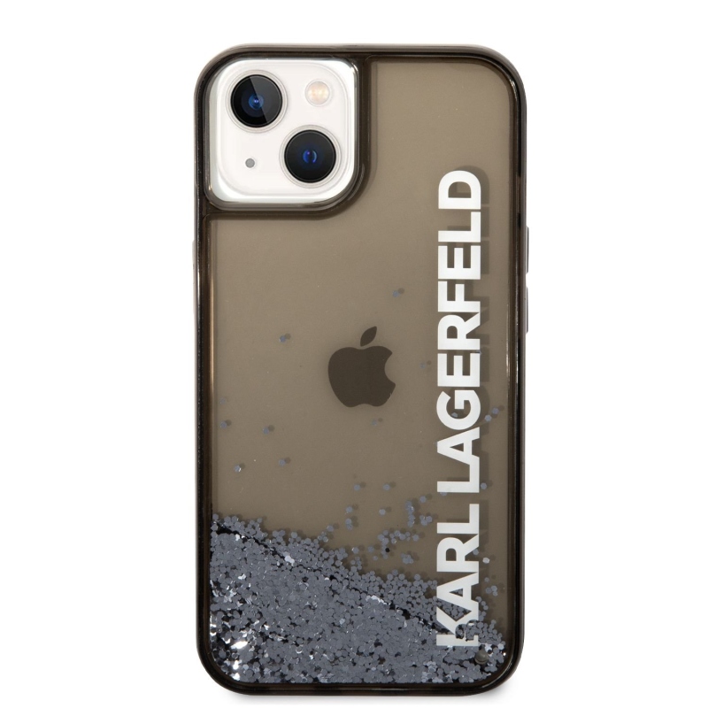 Karl Lagerfeld Translucent Liquid Glitter Zadní Kryt pro iPhone 14 Plus Black