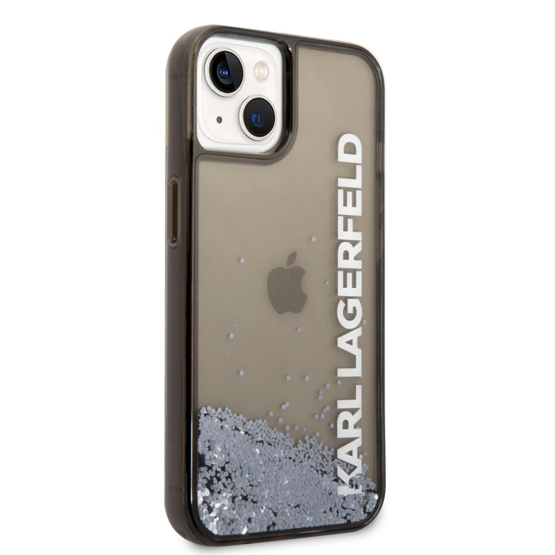 Karl Lagerfeld Translucent Liquid Glitter Zadní Kryt pro iPhone 14 Plus Black
