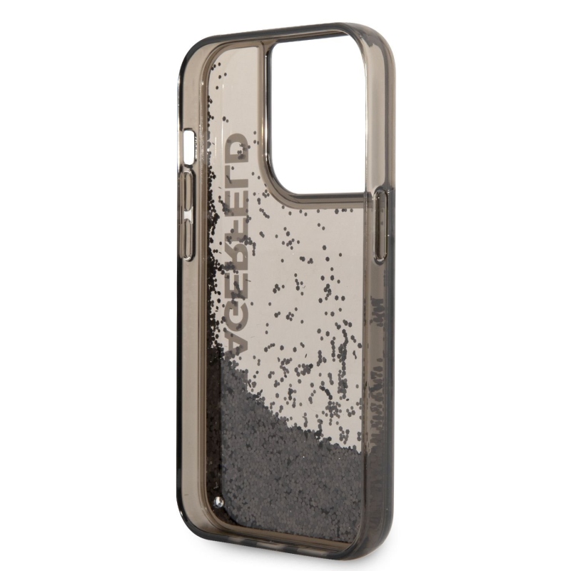 Karl Lagerfeld Translucent Liquid Glitter zadní kryt pro iPhone 14 Pro černý