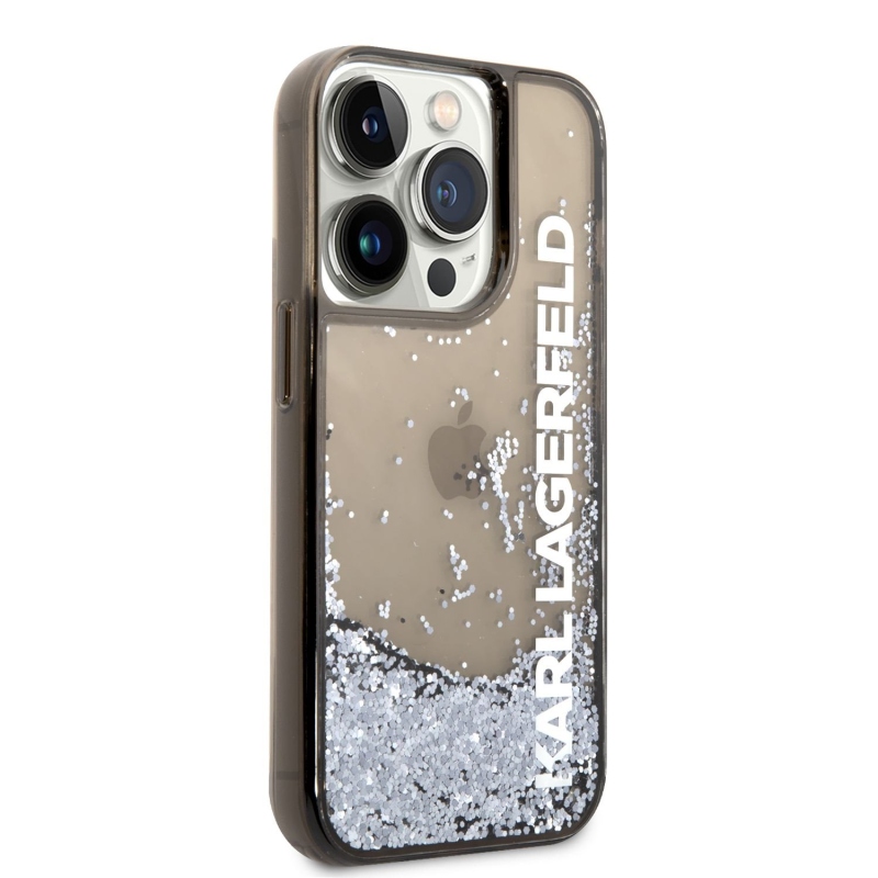 Karl Lagerfeld Translucent Liquid Glitter zadní kryt pro iPhone 14 Pro Max černý