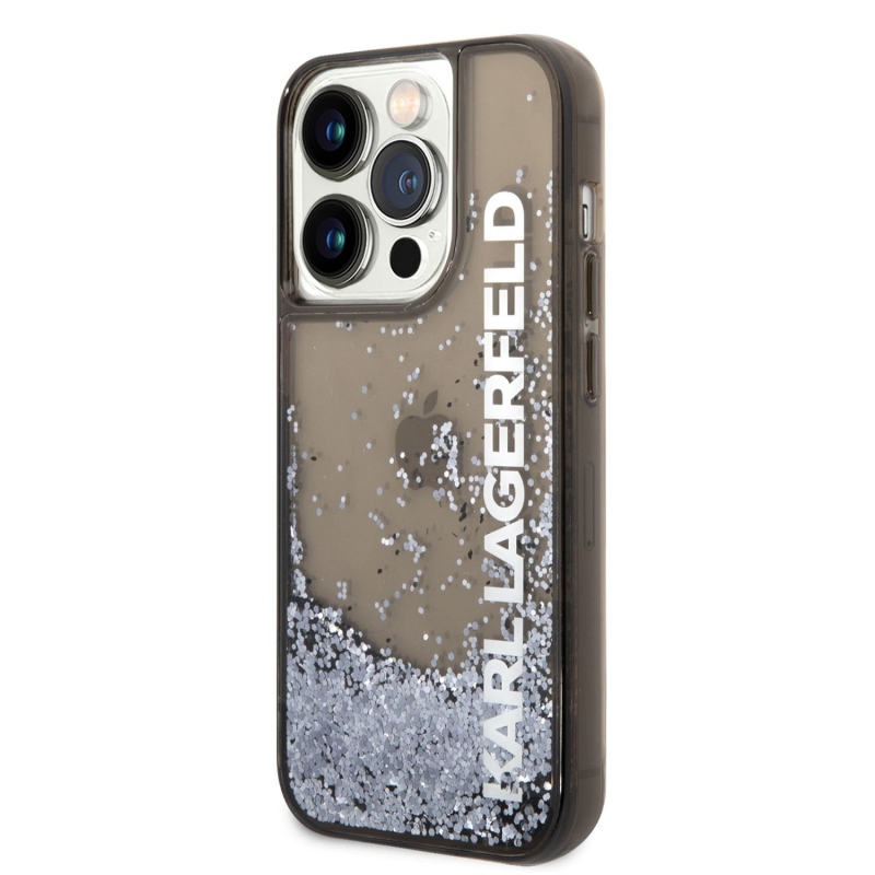 Karl Lagerfeld Translucent Liquid Glitter zadní kryt pro iPhone 14 Pro Max černý