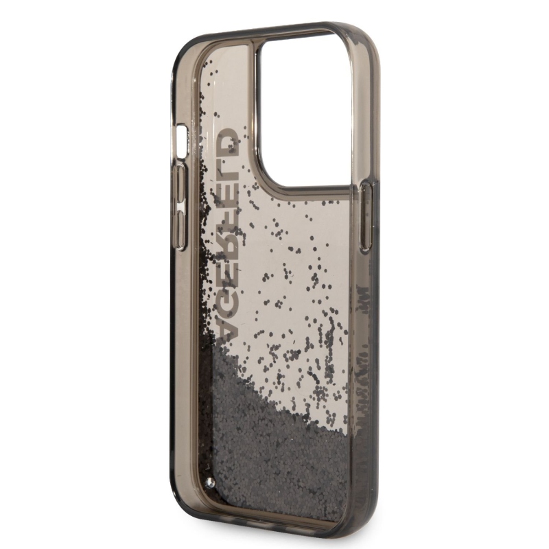 Karl Lagerfeld Translucent Liquid Glitter zadní kryt pro iPhone 14 Pro Max černý