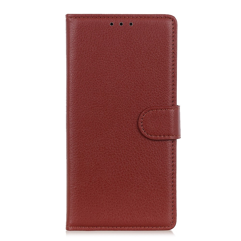 Litchie knížkové pouzdro na Xiaomi Redmi Note 14 Pro - hnědé