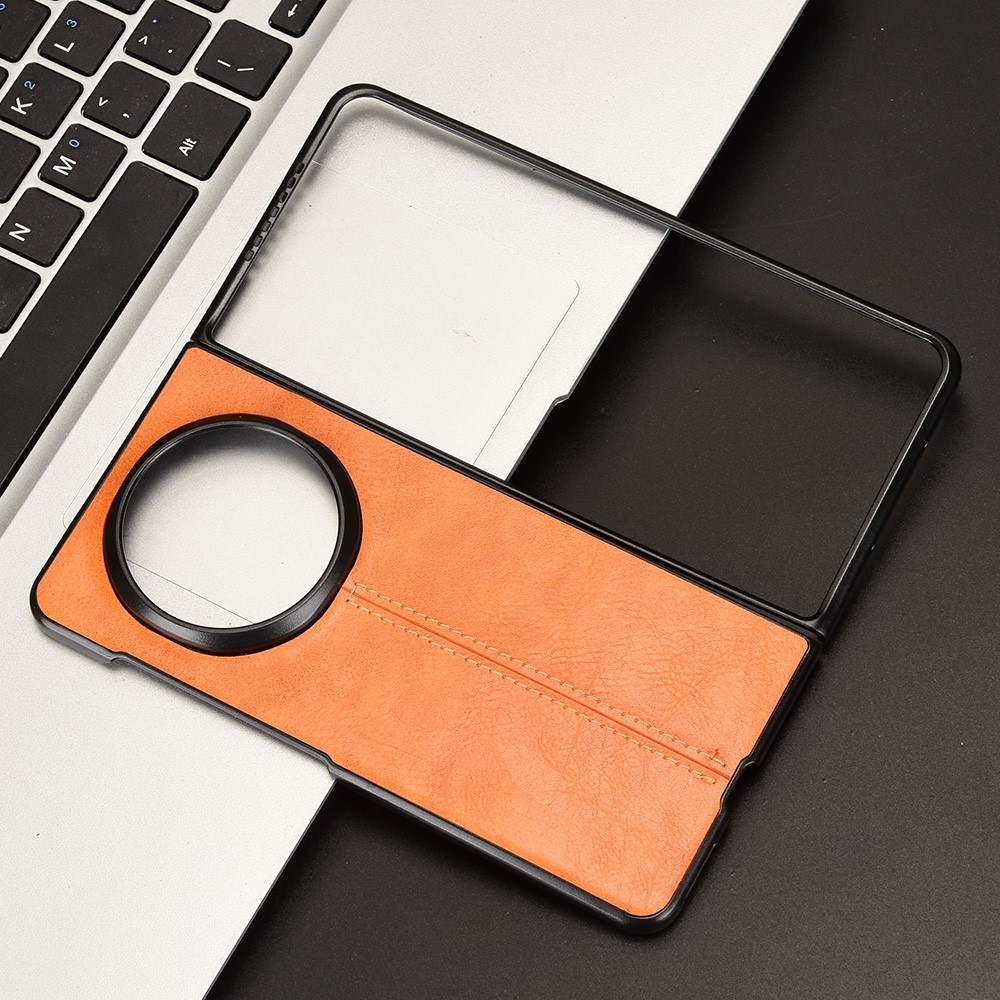 Stitchi plastový obal potažený umělou kůží na mobil Honor Magic V5 - oranžový