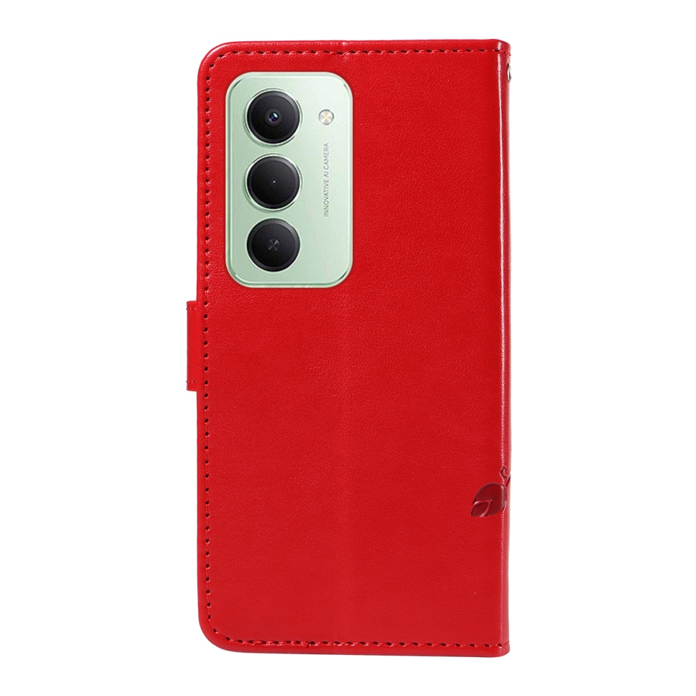 Flowery knížkové pouzdro na Xiaomi Redmi 15 4G (171mm) - červené