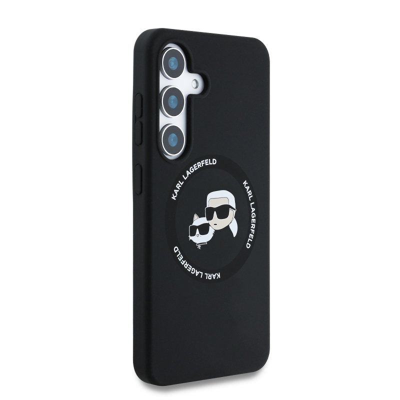 Karl Lagerfeld Liquid Silicone K&CH Heads MagSafe Zadní Kryt pro Samsung Galaxy S25+ Black