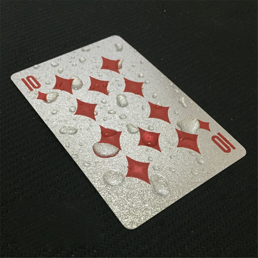 Voděodolné plastové hrací karty 100 dolarů ve stříbrném provedení 54 ks