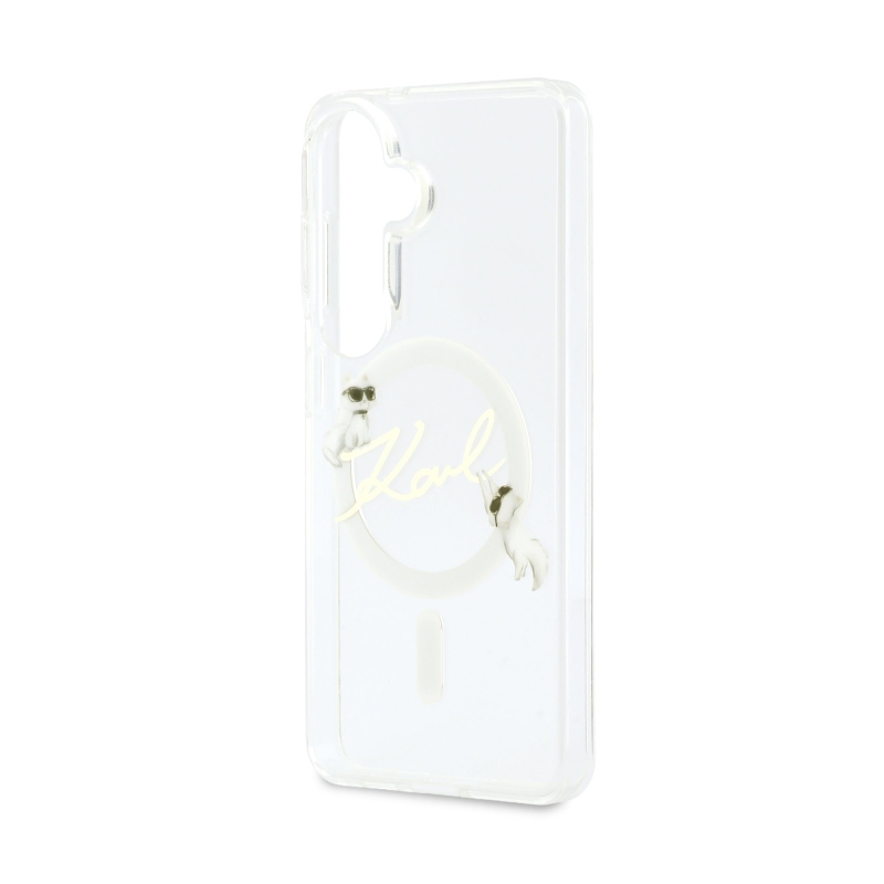 Karl Lagerfeld IML Choupette Karl Script Logo Magnetic Zadní Kryt pro Samsung Galaxy S26 Transparent