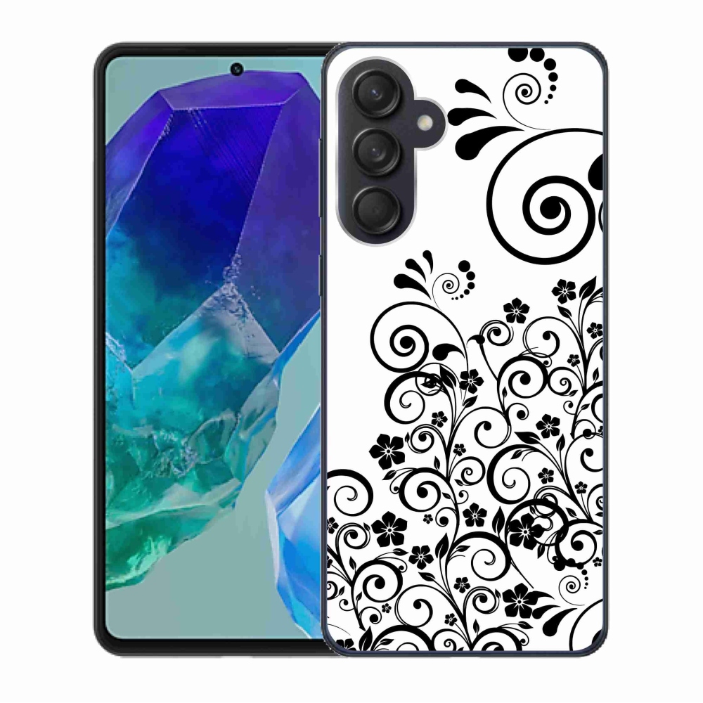 Gelový kryt mmCase na Samsung Galaxy M55 5G - černobílé květinové vzory
