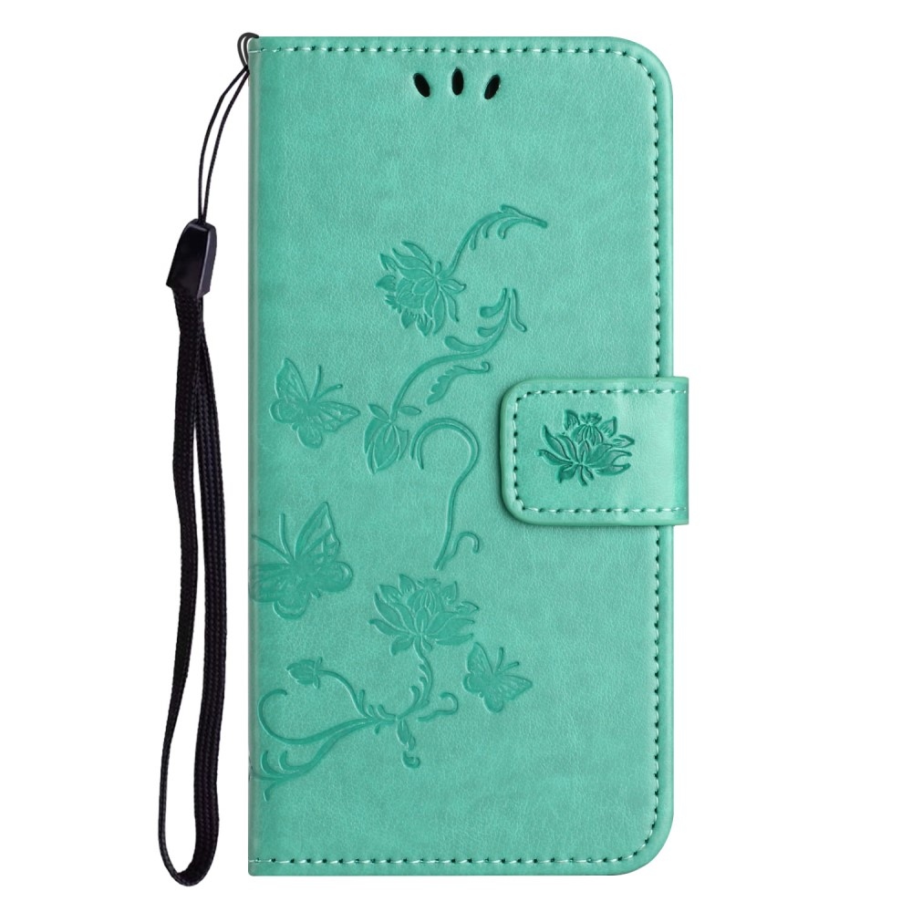 Flower knížkové pouzdro na Xiaomi Redmi Note 14 Pro 5G/Poco X7 5G/Note 14 Pro+ 5G - modrozelené