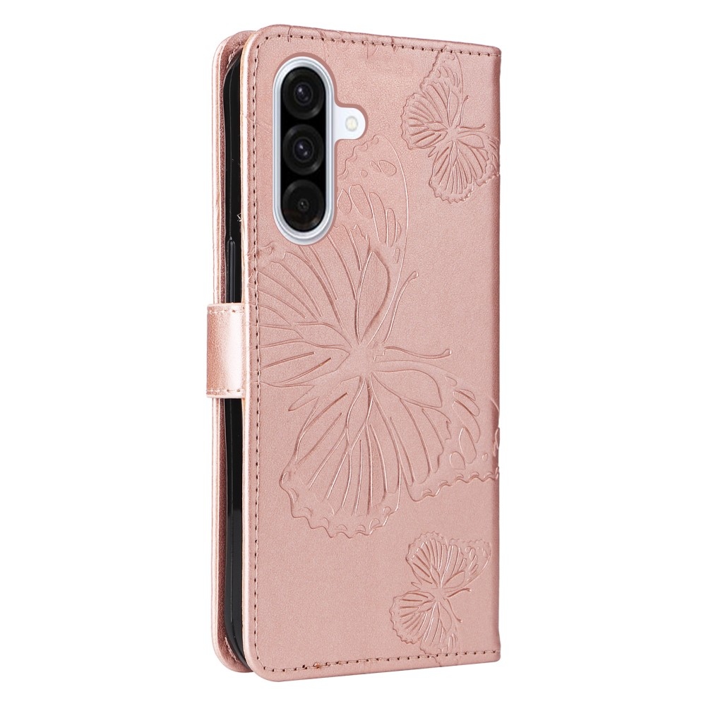 Big Butterfly knížkové pouzdro na Samsung Galaxy A36 5G - růžovozlaté