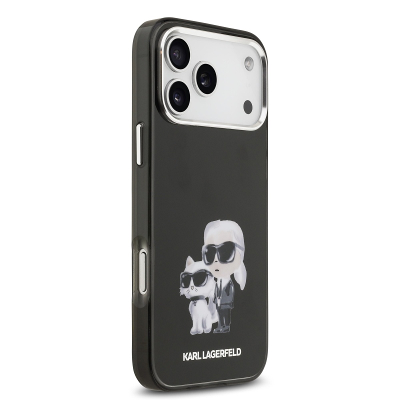 Karl Lagerfeld IML Aquarelle Karl and Choupette Zadní Kryt pro iPhone 17 Pro Max Black