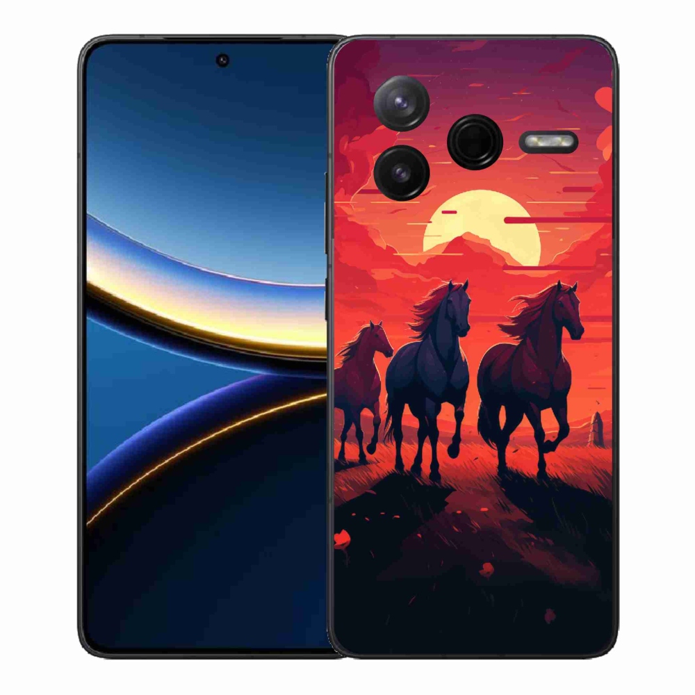 Gelový kryt mmCase na Xiaomi Poco F7 Pro - koně a západ slunce