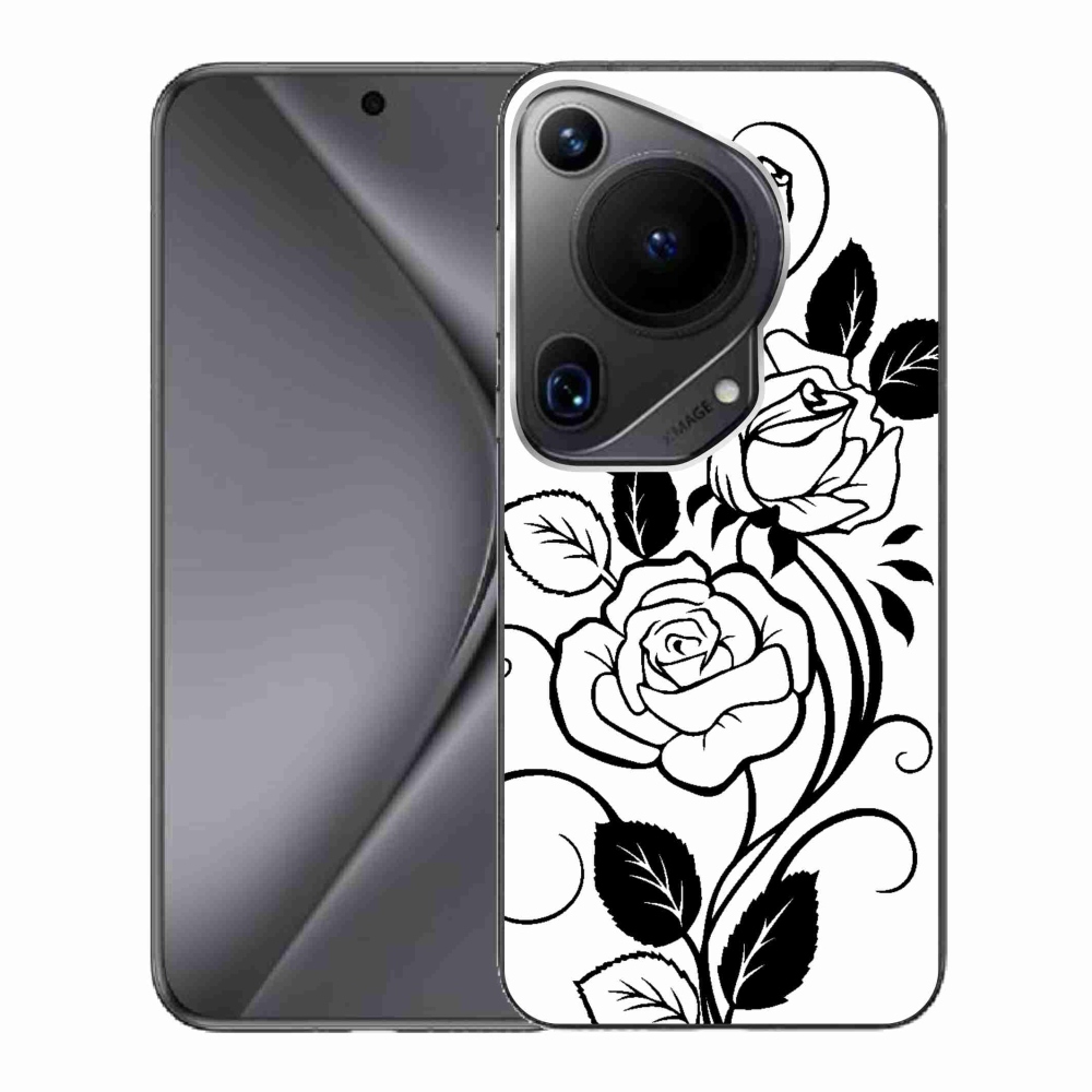 Gelový kryt mmCase na Huawei Pura 70 Ultra - černobílá růže