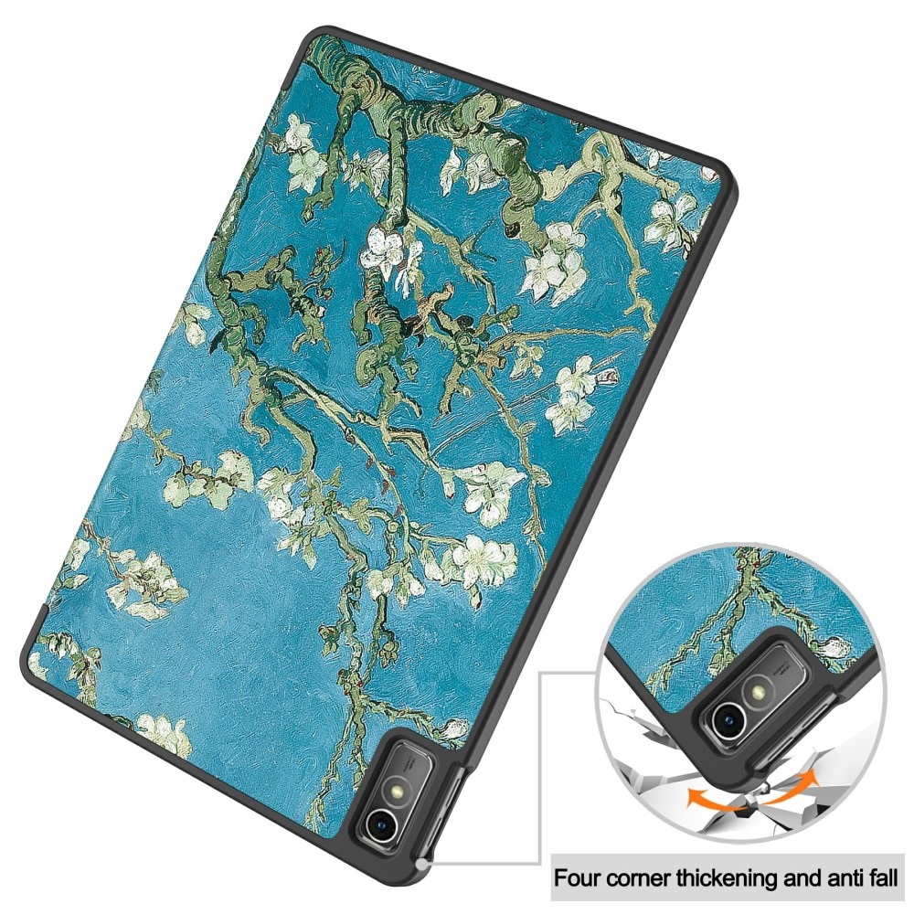 Print chytré zavírací pouzdro na Lenovo Tab M10 5G - bílé květy