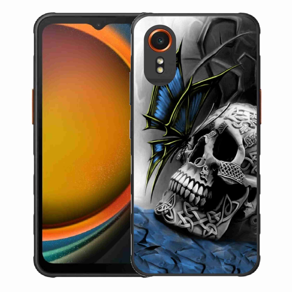 Gelový kryt mmCase na Samsung Galaxy Xcover 7 - motýl a lebka