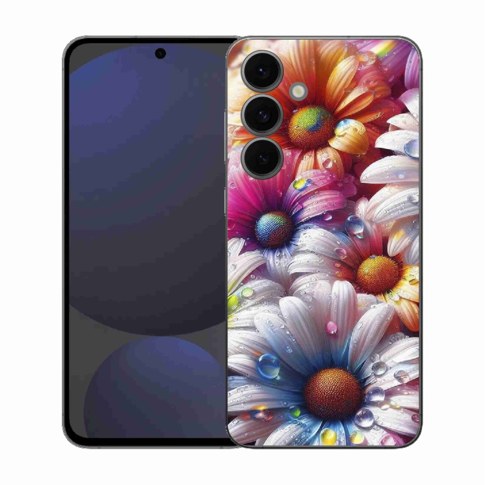 Gelový kryt mmCase na Samsung Galaxy S25 FE - barevné kopretiny