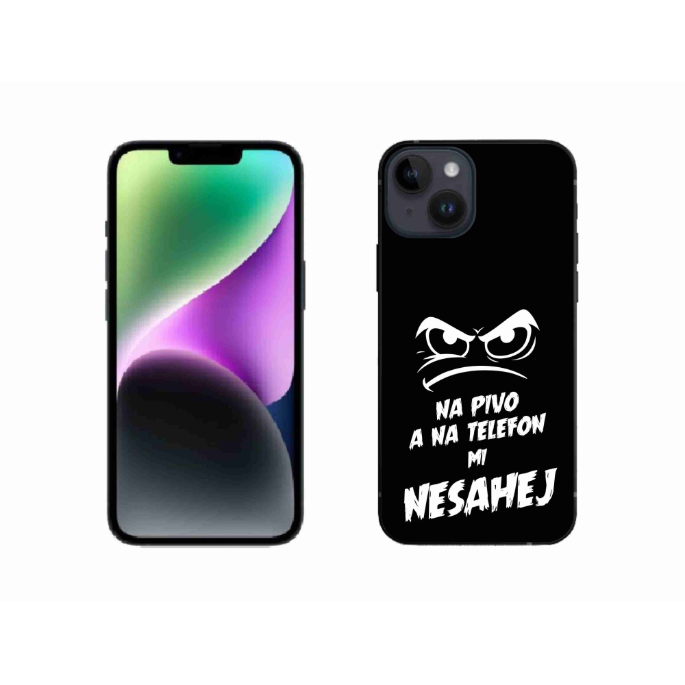 Gelový kryt mmCase na iPhone 14 - pivní motiv 2 černé pozadí