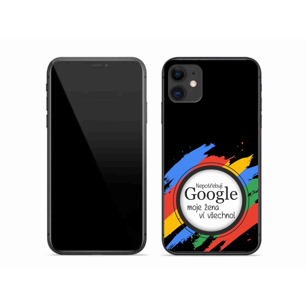Gelový kryt mmCase na iPhone 11 - žena ví všechno černé pozadí