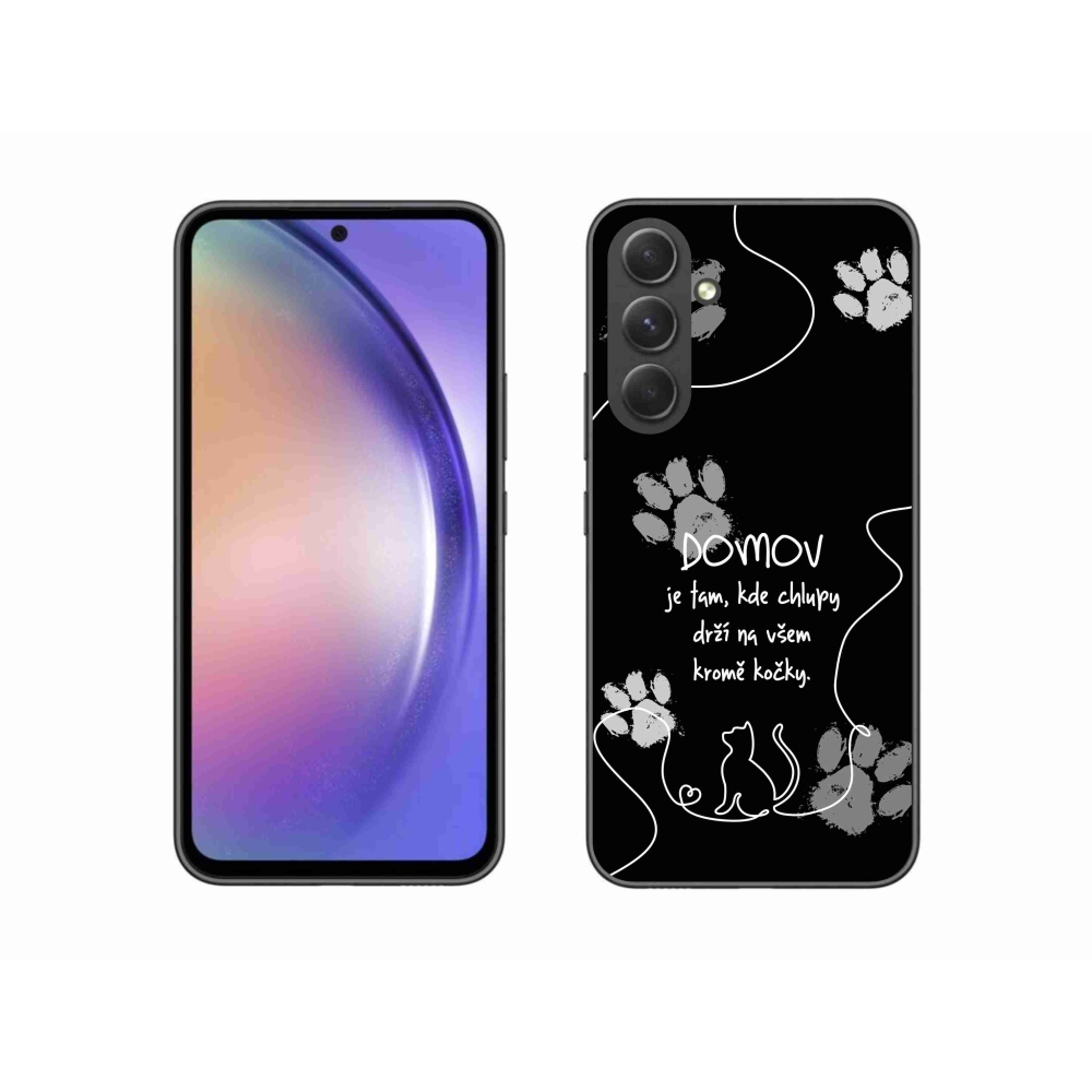 Gelový kryt mmCase na Samsung Galaxy A54 5G - kočičí motiv černé pozadí