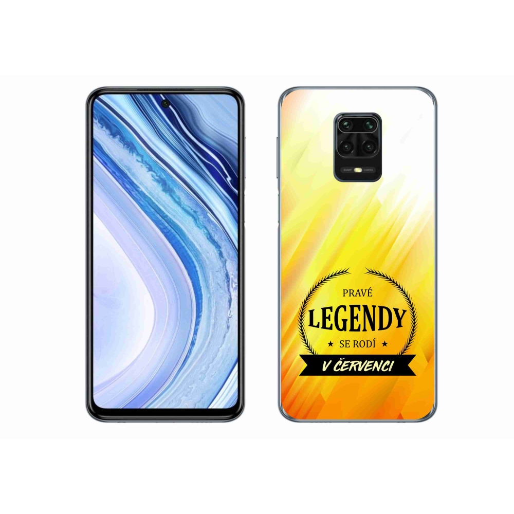 Gelový kryt mmCase na Xiaomi Redmi Note 9 Pro - legendy v červenci žluté pozadí
